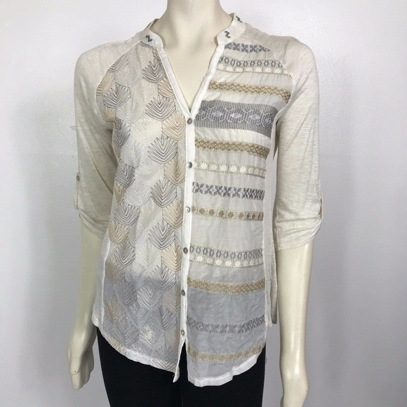 Anthropologie TINY Velvet Velour Sequin Button Up - Picture 1 of 12